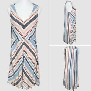 Indigo Rein Sleeveless V-Neck Linen Sundress Multi Stripe, EUC - Size Small